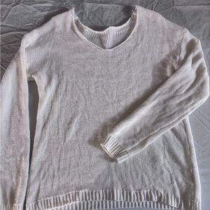Elegant V-Neck Cream Sweater